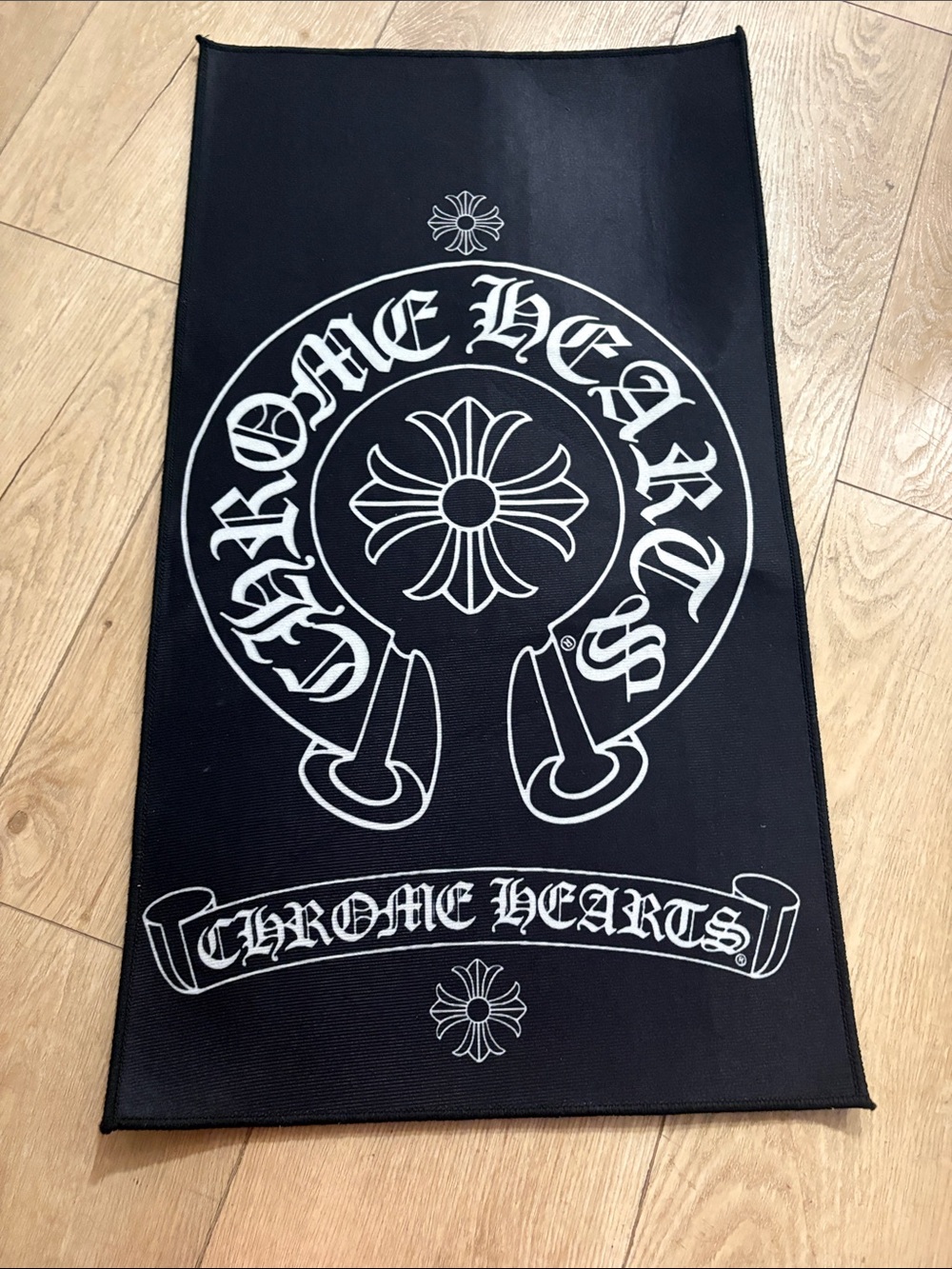 Chrome Hearts Black and White Logo Bath Mat